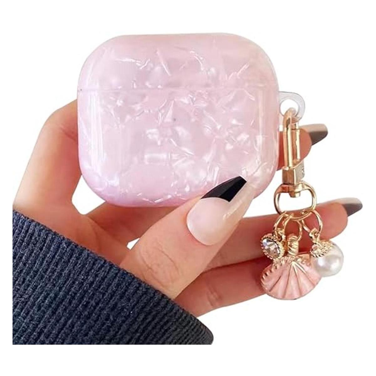 PHOEACC Cute AirPod Gen 3 Case with Glitter Shell Pearl