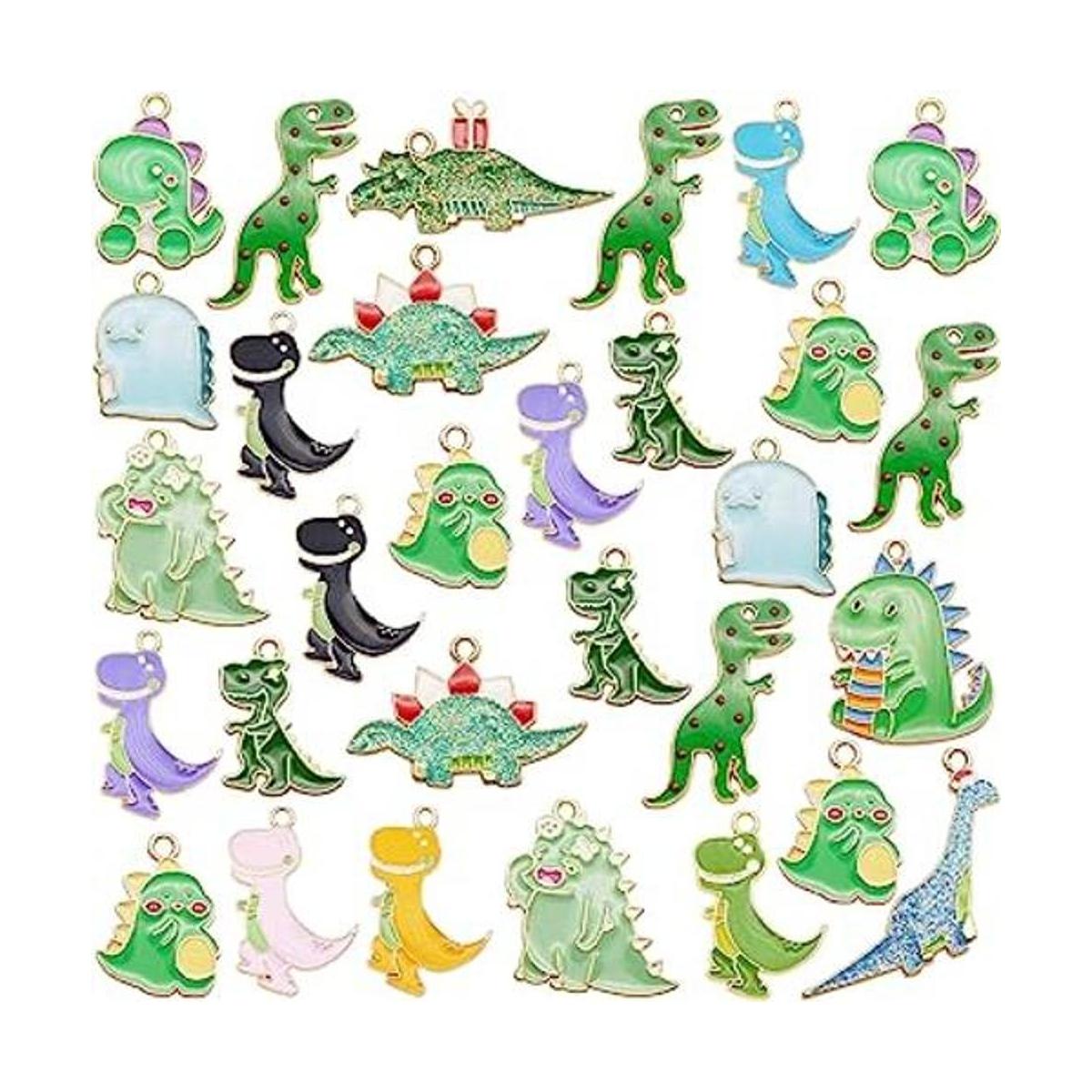 Julie Wang 32 piezas de dije de dinosaurio esmaltado mixto