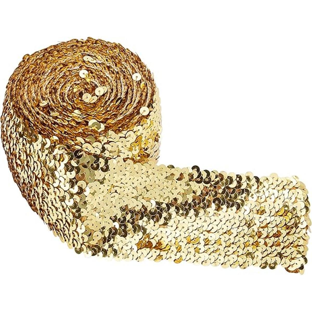 FINGERINSPIRE Cinta elástica de lentejuelas de 5.5 yardas