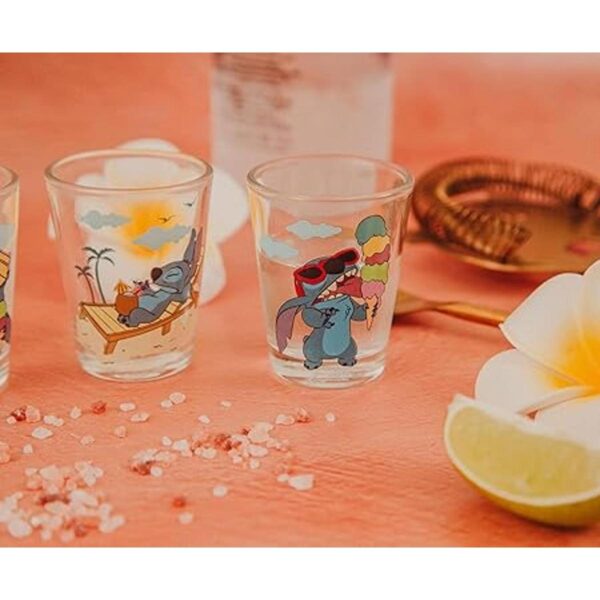 Disney Lilo Stitch Beach Day Mini vasos de cristal de