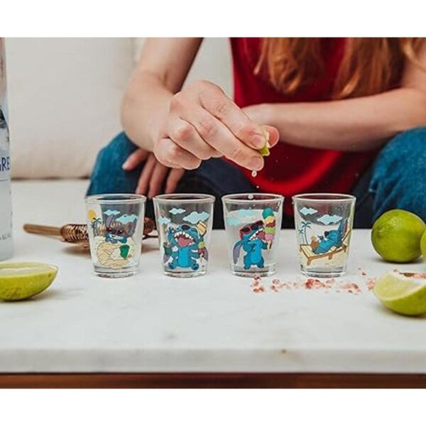 Disney Lilo Stitch Beach Day Mini vasos de cristal de