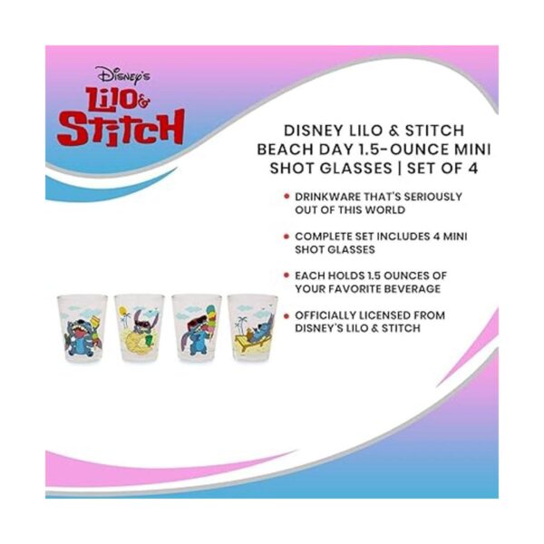 Disney Lilo Stitch Beach Day Mini vasos de cristal de