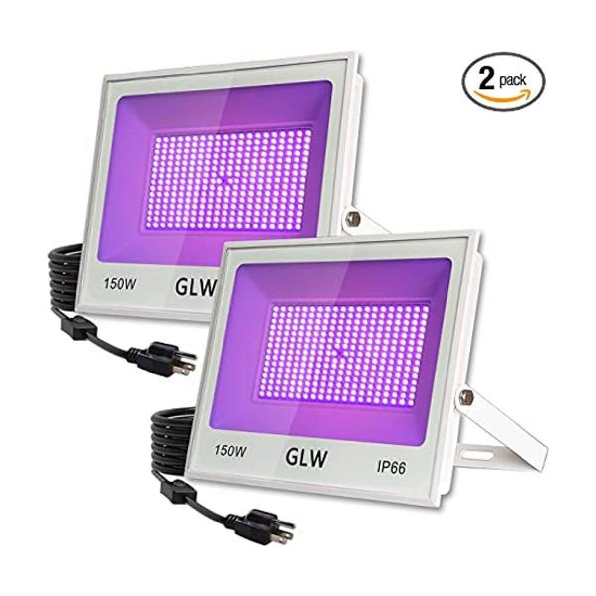 GLW Paquete de 2 luces LED negras de 150 W IP66