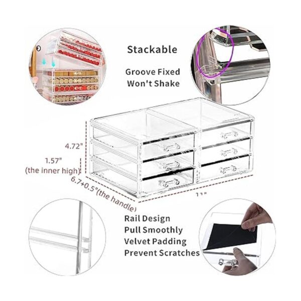 Organizador de maquillaje apilable de 6 cajones_2