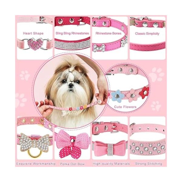 Collar de perro de 9 piezas de diamantes de imitación