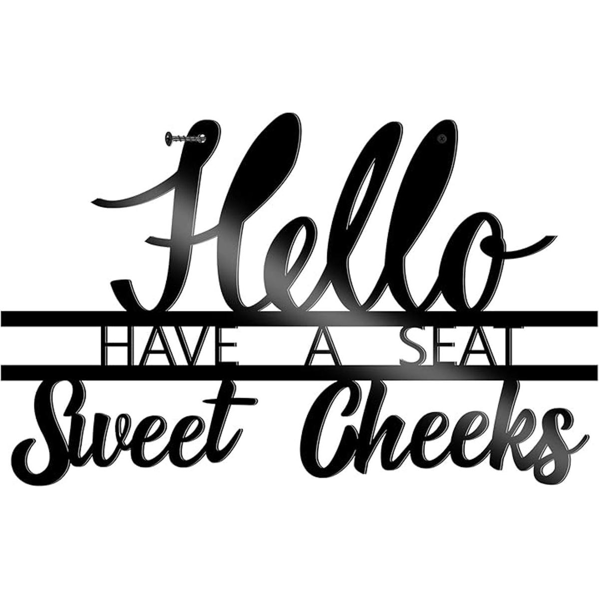 Letrero de pared de metal con texto en inglés Hello Sweet