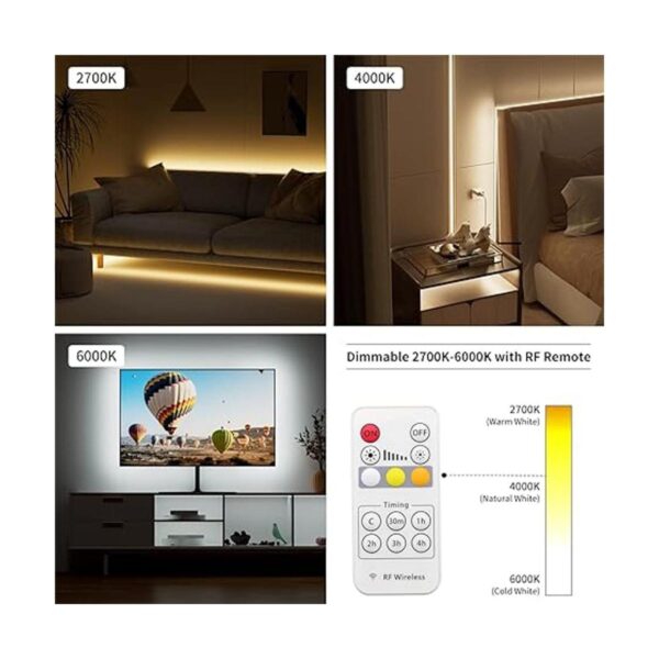PAUTIX Tira de luz LED COB sintonizable con USB CCT de 5_3