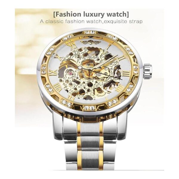 Reloj de pulsera mecánico retro steampunk con diamantes de