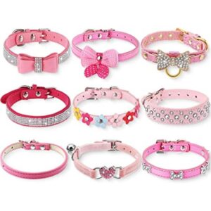 Collar de perro de 9 piezas de diamantes de imitación