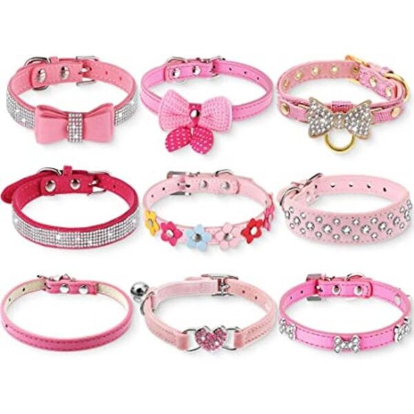 Collar de perro de 9 piezas de diamantes de imitación