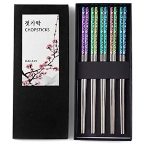 Hagary Palillos de metal con diseño de flor de cerezo y