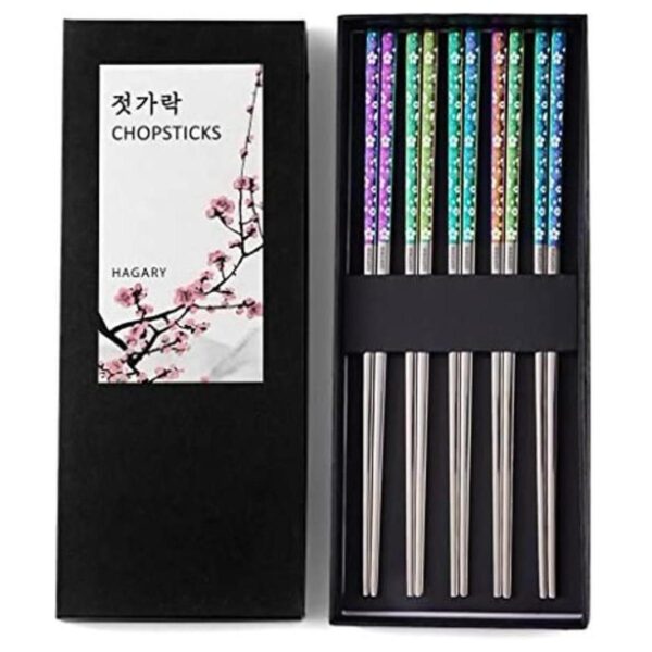 Hagary Palillos de metal con diseño de flor de cerezo y