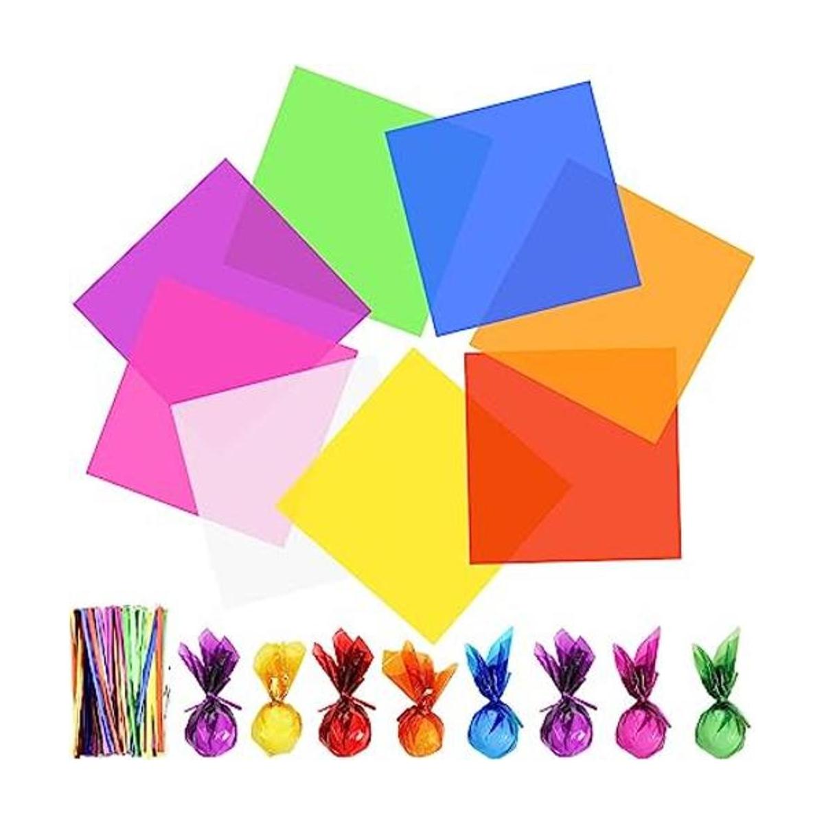 40 piezas de papel de celofán de color de 14 x 14