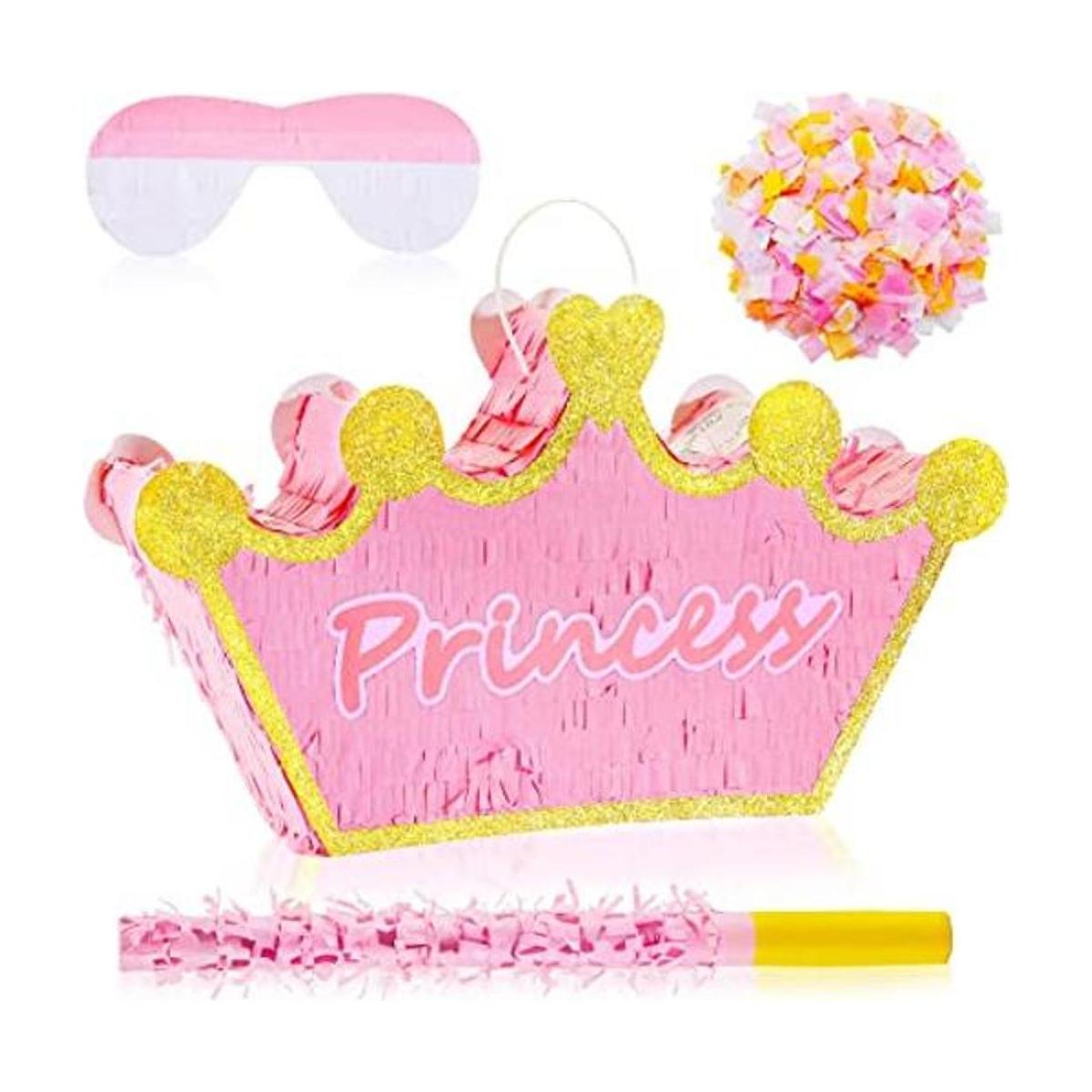 Corona de princesa dorada y rosa de 15.7 pulgadas para