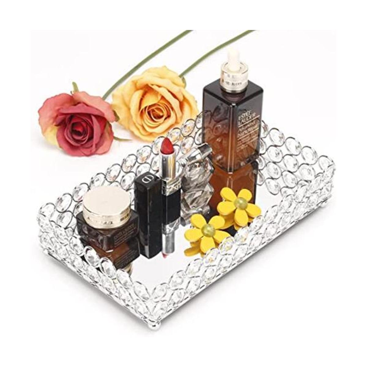 Perfume Trays for Dresser Crystal Mirrored Perfume Tray