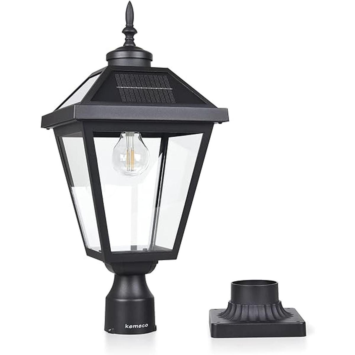 Kemeco Luz solar para poste ST4334Q de metal brillante