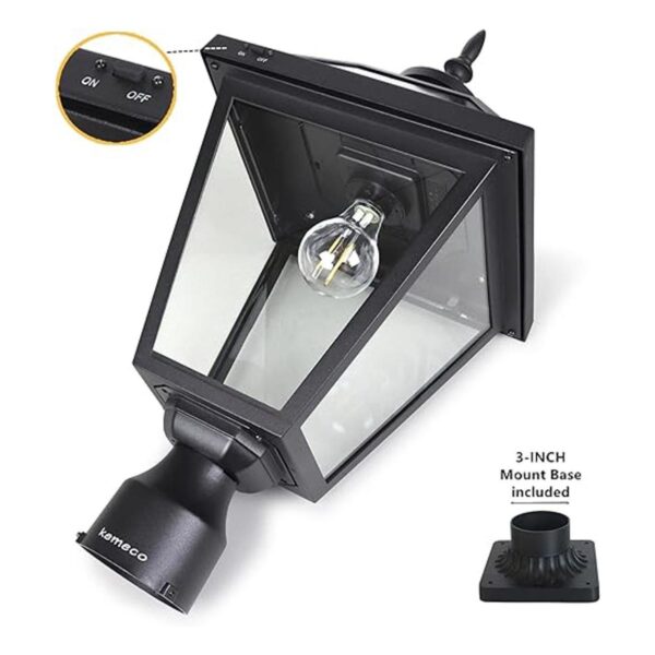 Kemeco Luz solar para poste ST4334Q de metal brillante_2