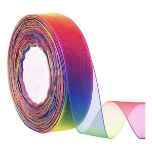 Hapeper Cinta de gasa transparente de organza arcoíris_1