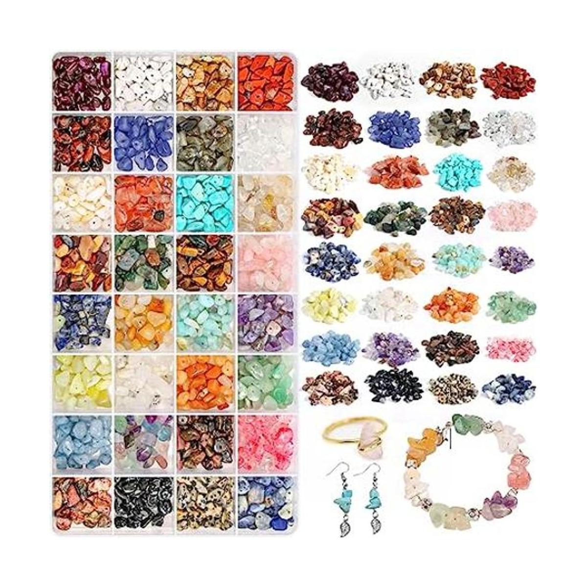 Cuentas de piedra de cristal de 32 colores para hacer