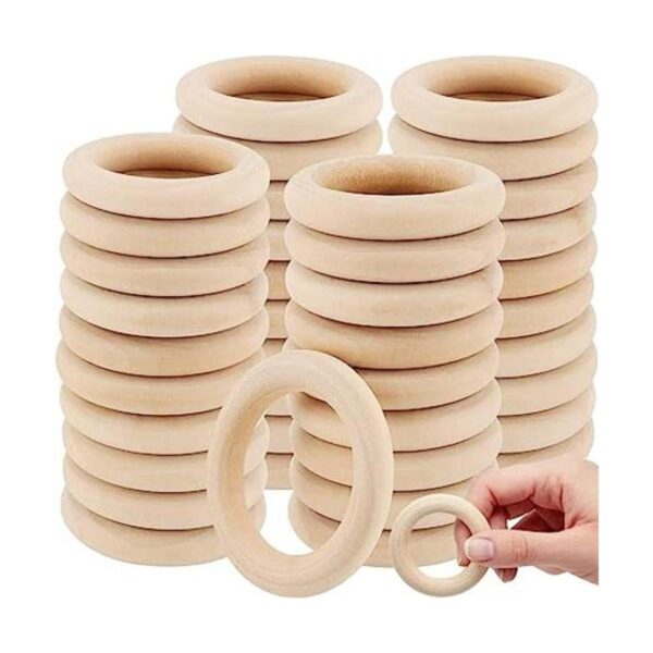 Paquete de 100 anillos de madera natural sin terminar de