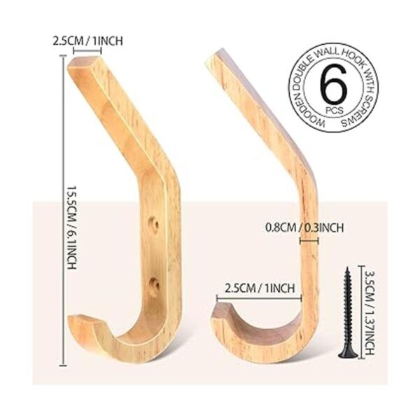 HNYYZL Ganchos de pared de madera paquete de 6 ganchos