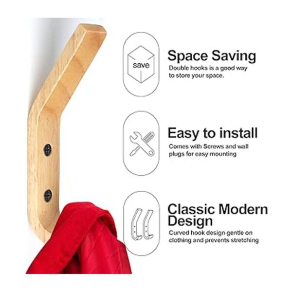HNYYZL Ganchos de pared de madera paquete de 6 ganchos