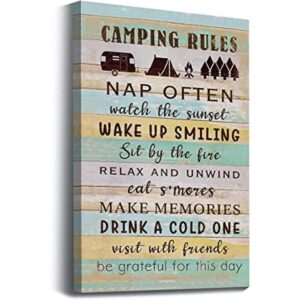 Reglas de camping con patrón de grano de madera_1
