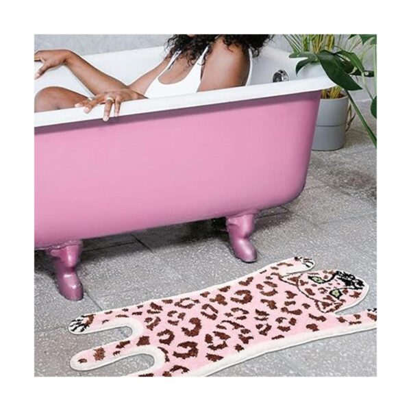 Panstar Lindo tapete de baño de leopardo rosa para baño