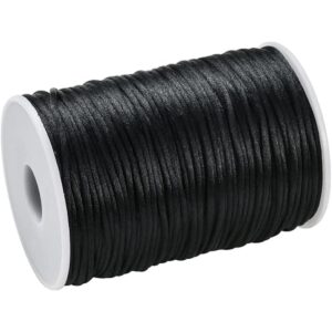 Cordón de satén negro de poliéster cordel de 0.118 in_1