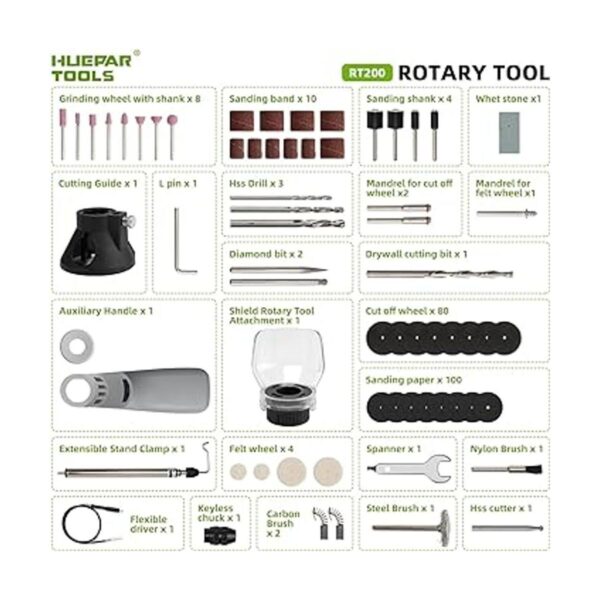 Huepar Tools Herramienta giratoria de 200 W kit de
