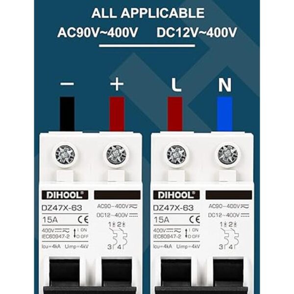 Disyuntores miniatura de 15 amperios 12V400V CA CC 10A