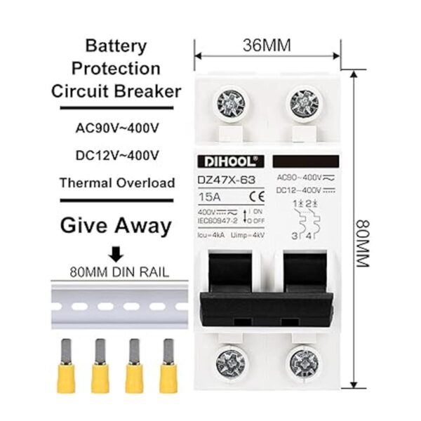 Disyuntores miniatura de 15 amperios 12V400V CA CC 10A