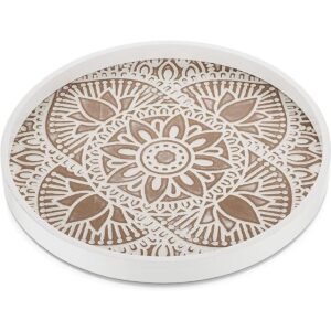 Hanobe Bandeja decorativa redonda de madera bandeja