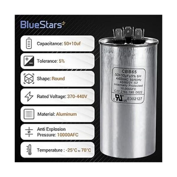 BlueStars Condensador eléctrico de arranque redondo de_2