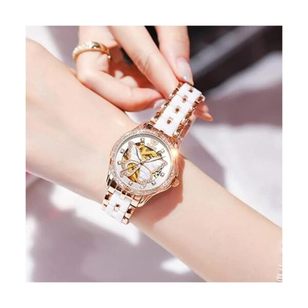 OLEVS Relojes automáticos de oro rosa para mujer diseño_2