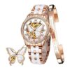 OLEVS Relojes automáticos de oro rosa para mujer diseño_1