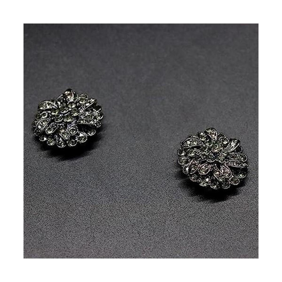 Rytenz 4 piezas de botones plateados con diamantes de