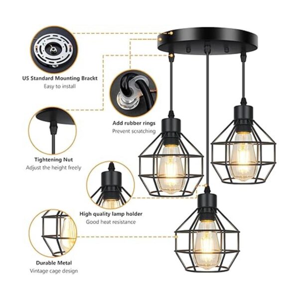 Fadimikoo Lámpara colgante de 3 luces ajustable_2