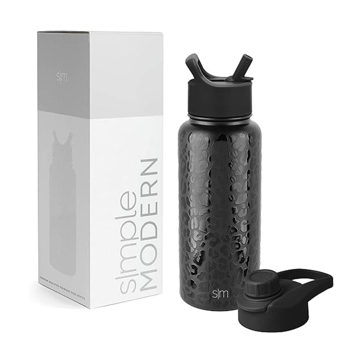 Simple Modern Botella de agua con tapa de popote y chuf