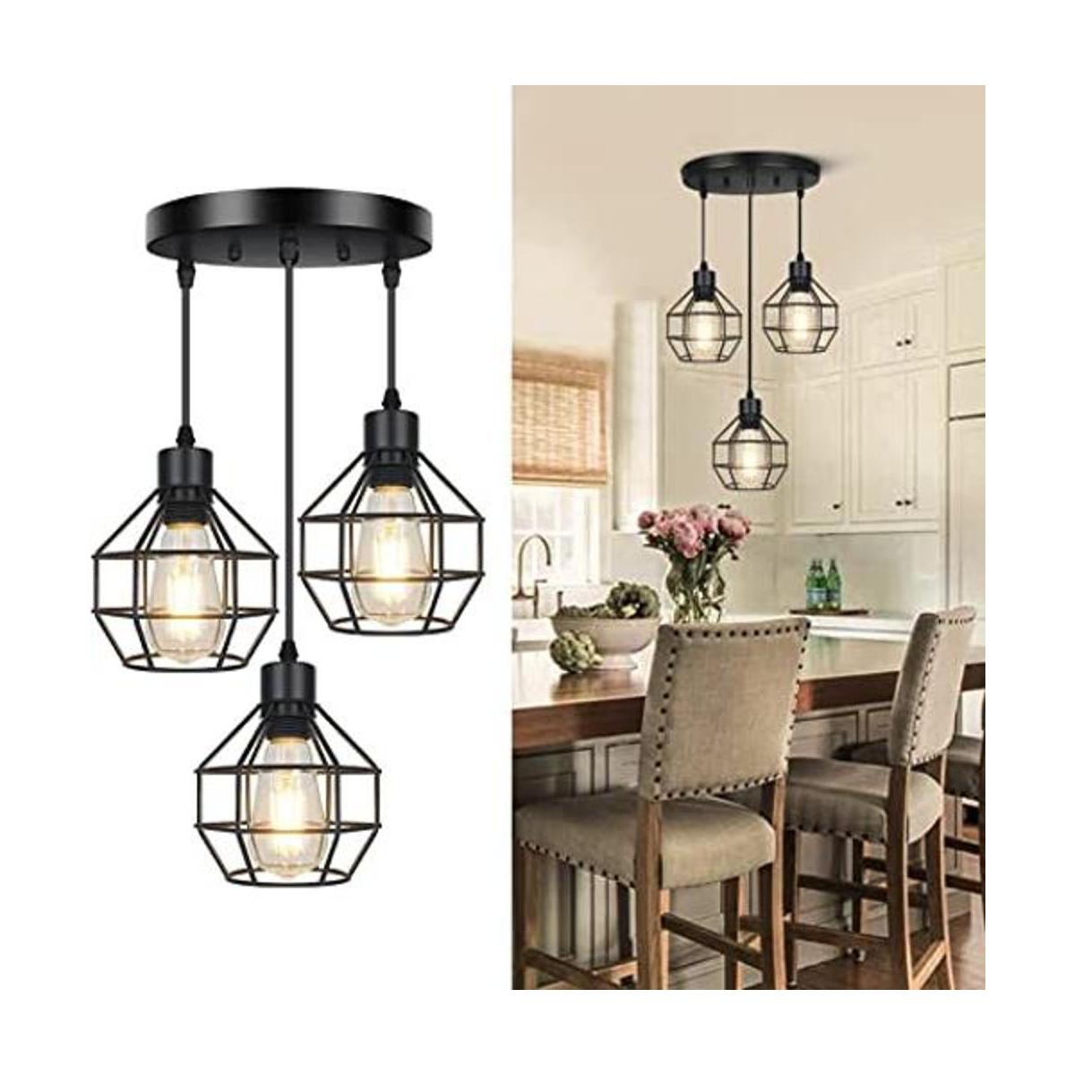 Fadimikoo Lámpara colgante de 3 luces ajustable