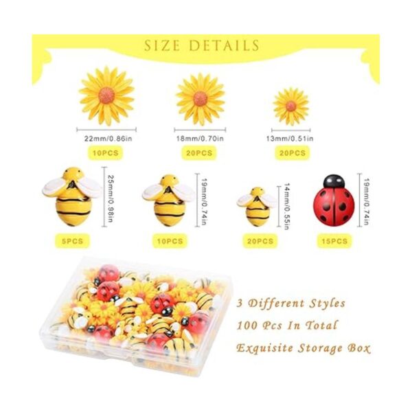 MIKIMIQI 100 piezas de resina de abejas margaritas