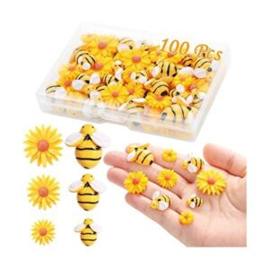 MIKIMIQI 100 piezas de resina de abejas y margaritas