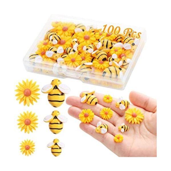 MIKIMIQI 100 piezas de resina de abejas y margaritas