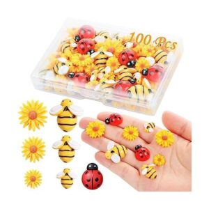 CCOZN 100 piezas de resina diminutas abejas margaritas