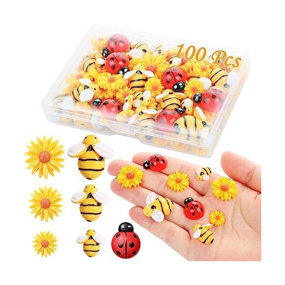 CCOZN 100 piezas de resina diminutas abejas margaritas