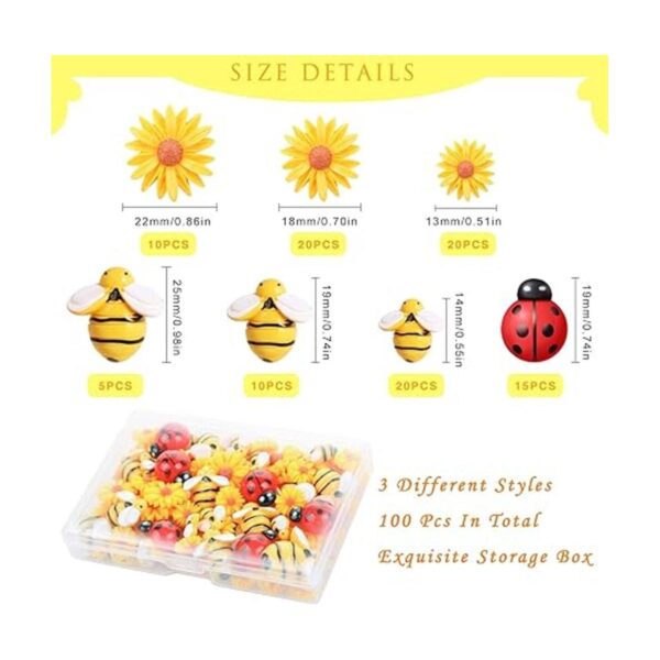 CCOZN 100 piezas de resina diminutas abejas margaritas