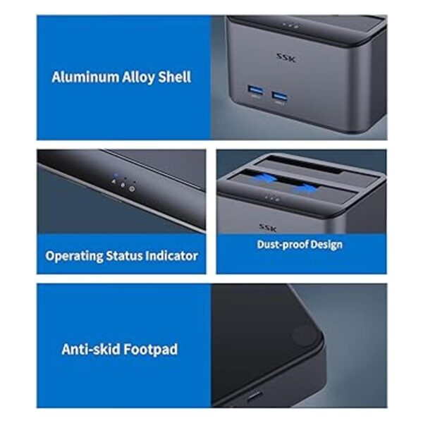Base de disco duro SSK USB 3.0 a SATA IIIIII de doble_6