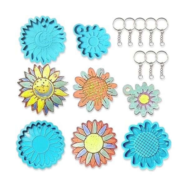 Moldes de llavero de resina de girasoles flores florales_1