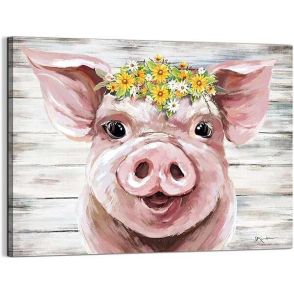 Decoración de pared de granja diseño de cerdo rosado con_1