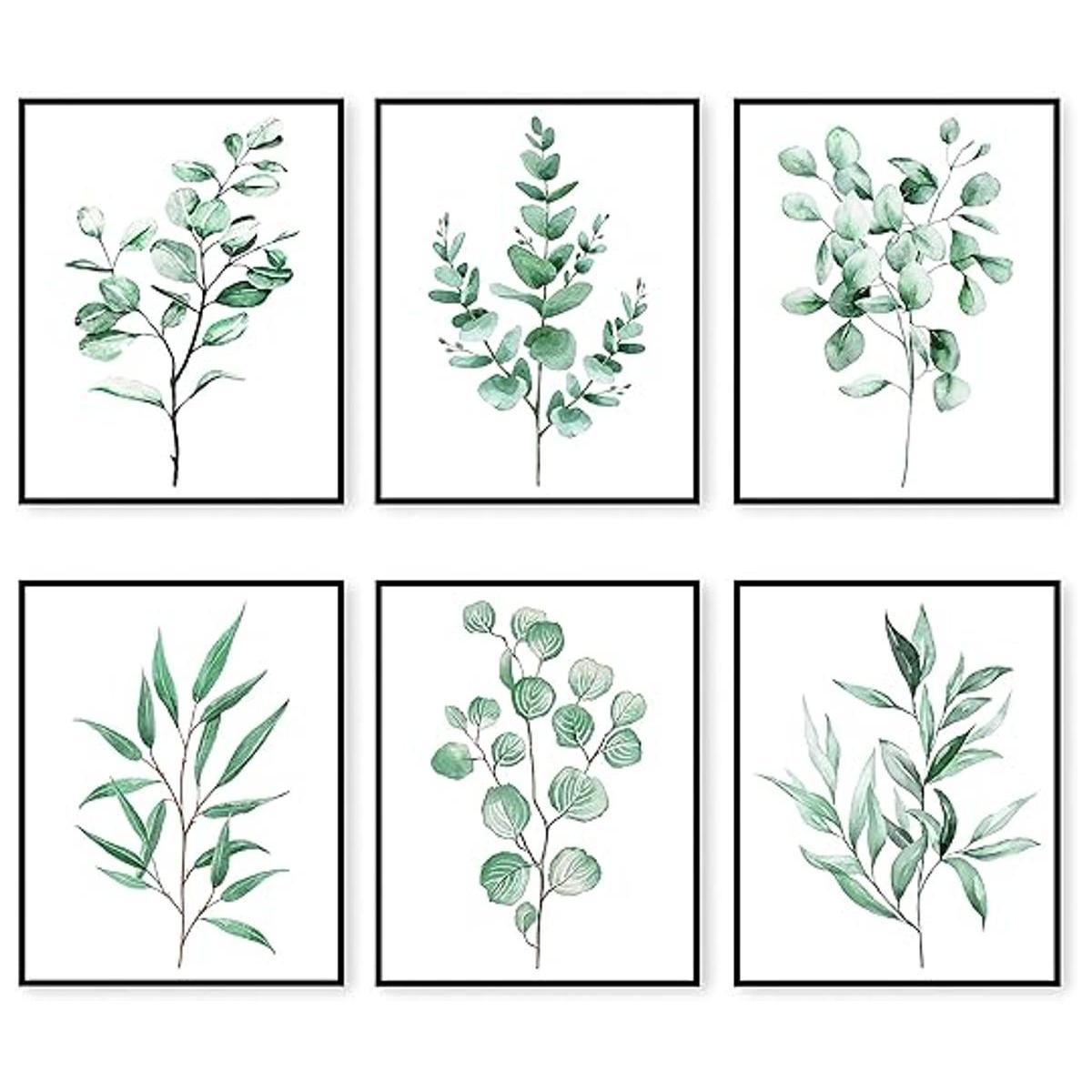 Decoración verde salvia plantas botánicas impresiones